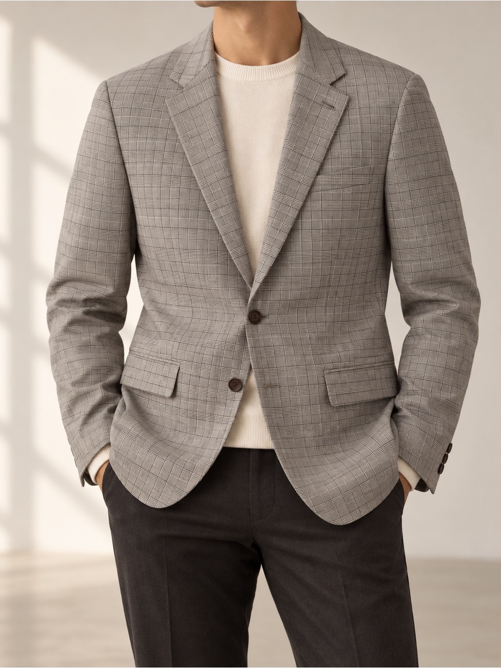 Club Monaco Men’s Glen Plaid Cotton Blazer Size L